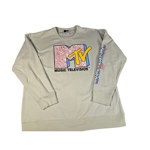 MTV Music Television‎ Graphic Sweatshirt Mint Green Mens XL Tall 2021 Viacom